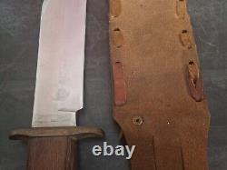 Original Bowie Knife 13 with Leather Sheath SAB Ridge NJ Japan Vintage RARE