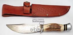 PREMIER LIFETIME GERMANY Woodcraft Style Hunting Knife Stag Handles Nice