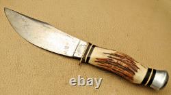 PREMIER LIFETIME GERMANY Woodcraft Style Hunting Knife Stag Handles Nice