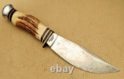 PREMIER LIFETIME GERMANY Woodcraft Style Hunting Knife Stag Handles Nice