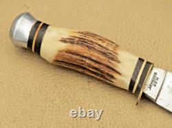 PREMIER LIFETIME GERMANY Woodcraft Style Hunting Knife Stag Handles Nice