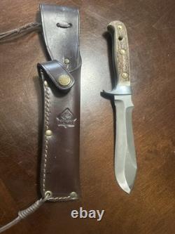 PUMA White Hunter Fixed Blade Knife Stag Handle Stainless Clip Point Sheath