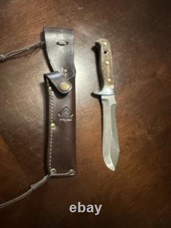 PUMA White Hunter Fixed Blade Knife Stag Handle Stainless Clip Point Sheath