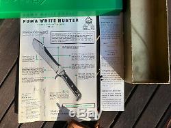 PUMA White Hunter Knife, with original box, papers and sheath. Really nice Stag