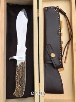 PUMA White Hunter Style Replica Knife German Design, Stag Handle, Fixed Blade
