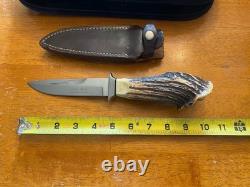 Parker Custom Series Drop Point Hunting Knife Crown Stag Hand Made Japan