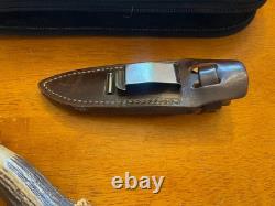 Parker Custom Series Drop Point Hunting Knife Crown Stag Hand Made Japan