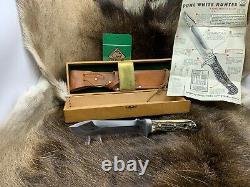 Pre 1964 Puma 6377 White Hunter Knife Stag Handles Sheath Presentation Box A1