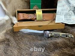 Pre 1964 Puma 6377 White Hunter Knife Stag Handles Sheath Presentation Box A1