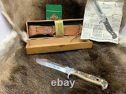 Pre 1964 Puma 6377 White Hunter Knife Stag Handles Sheath Presentation Box A1