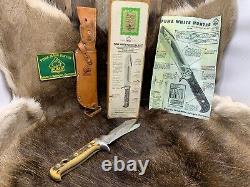 Pre 1964 Puma 6377 White Hunter Knife Stag Handles Sheath Presentation Box A2
