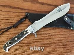 Pre 1964 Puma 6377 White Hunter Knife Stag Handles Sheath Pristine Condition