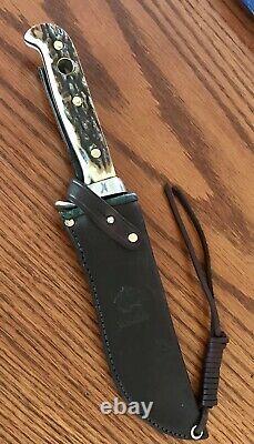 Pre 1964 Puma 6377 White Hunter Knife Stag Handles Sheath Pristine Condition