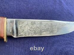 Pre-1964 Puma Solingen Hunting Knife. Full Tang. Etched Blade. Sheath. NR