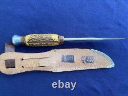 Pre-1964 Puma Solingen Hunting Knife. Full Tang. Etched Blade. Sheath. NR
