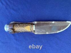 Pre-1964 Puma Solingen Hunting Knife. Full Tang. Etched Blade. Sheath. NR