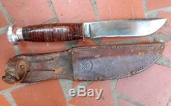 Pre WW2 Early KA-BAR KABAR Union Cutlery Co Hunting Knife w US Boy Scouts Sheath