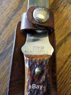 Pre WWII VINTAGE MARBLE'S KNIFE & CASE MINTY USA Made