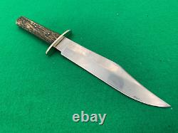 Pre Ww11 1924-35 Utica Knife & Razor Co Fighting Bowie Knife Czech Stag Rare