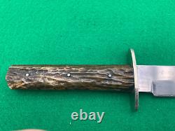 Pre Ww11 1924-35 Utica Knife & Razor Co Fighting Bowie Knife Czech Stag Rare