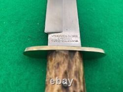 Pre Ww11 1924-35 Utica Knife & Razor Co Fighting Bowie Knife Czech Stag Rare