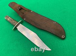 Pre Ww11 1924-35 Utica Knife & Razor Co Fighting Bowie Knife Czech Stag Rare