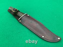 Pre Ww11 1924-35 Utica Knife & Razor Co Fighting Bowie Knife Czech Stag Rare