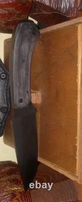 Pre-ownedWinkler Belt Knife Reproduction With Leather Sheath 80CrV2 Micarta Scale