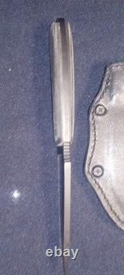 Pre-ownedWinkler Belt Knife Reproduction With Leather Sheath 80CrV2 Micarta Scale