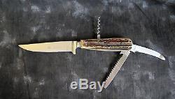 Puma #3591 Waidmesser Hunting Knife withStag & Saw, 1950s Germany