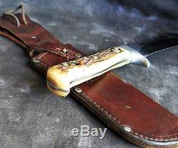 Puma 6377'White Hunter' Hunting Knife withStag & Sheath, 1968 Germany