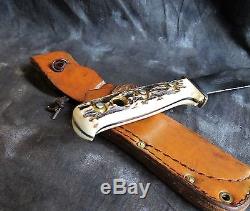 Puma 6378 Outdoor Hunting Knife withSheath & Stag, 1982 Germany