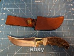 Puma SGB Big Horn Fixed Blade Knife With Stag Handle and Leather Sheath
