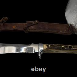 Puma White Hunter Knife 6377 West Germany Made Stag Handles Vintage