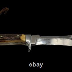 Puma White Hunter Knife 6377 West Germany Made Stag Handles Vintage