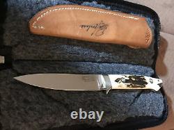 R. W. Loveless Custom Knife Maker Large Semi Skinner -double Nude-stag