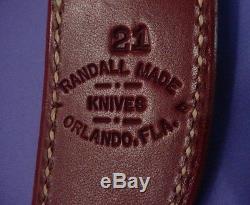 RANDALL MADE ORLANDO FLORIDA Model 21 GENUINE STAG Hunting Skinning Knife & Case