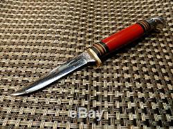 RARE 1931-'52 PAT'D WESTERN Boulder USA P28 HUNTING KNIFE Vtg RED HANDLE with Case