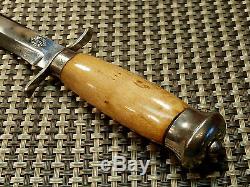 RARE 1950s Birch Burl MORA SWEDEN KNIFE & CASE Vtg PUUKKO HUNTING FIGHTING BOWIE