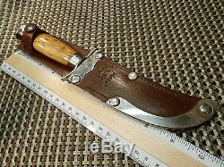 RARE 1950s Birch Burl MORA SWEDEN KNIFE & CASE Vtg PUUKKO HUNTING FIGHTING BOWIE