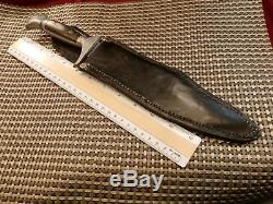 RARE 1960s VINTAGE HUGE MEXICAN JADE 14 BOWIE HUNTING ANTIQUE CUSTOM KNIFE Case