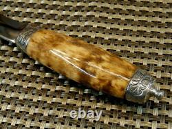 RARE 3-Pc Set MINTY 1951 HAUGRUD NORWAY PUUKKO BIRCH BURL HUNTING KNIFE CASE BOX