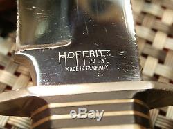 RARE 40s-50s HOFFRITZ SOLINGEN GERMAN HUNTING KNIFE SET Vintage STAG BONE BOWIE