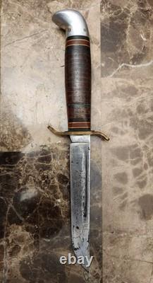 RARE 50s WESTERN CUTLERY L 77 USA FIXED BLADE KNIFE & SHEATH