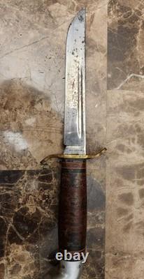 RARE 50s WESTERN CUTLERY L 77 USA FIXED BLADE KNIFE & SHEATH