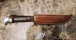 RARE 50s WESTERN CUTLERY L 77 USA FIXED BLADE KNIFE & SHEATH