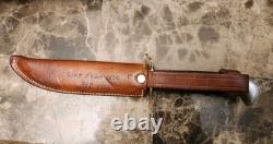 RARE 50s WESTERN CUTLERY L 77 USA FIXED BLADE KNIFE & SHEATH