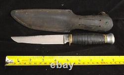 RARE FRENCH SABATIER JEUNE K CROWN DEPOSE 9 STAINLESS HUNTING KNIFE withSHEATH