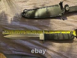 RARE JUNGLEE WATERLOO FIGHTER KNIFE WithBLACK SHEATH SEKI-JAPAN AUS-8 UNUSED