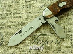 Rare Nm Vintage Winchester USA 4950 Bone Camper Jack Pocket Knife Hunting Knives